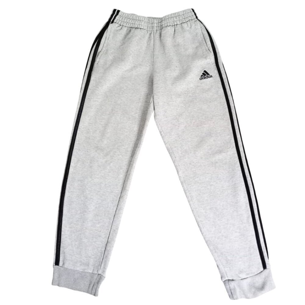 Adidas Kids Gray Track Pants – Joggers with Side Stripes, Size M (10/12)